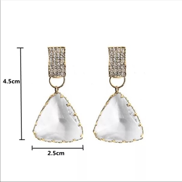 New geometry clear crystal drop earrings - Picture 3 of 3